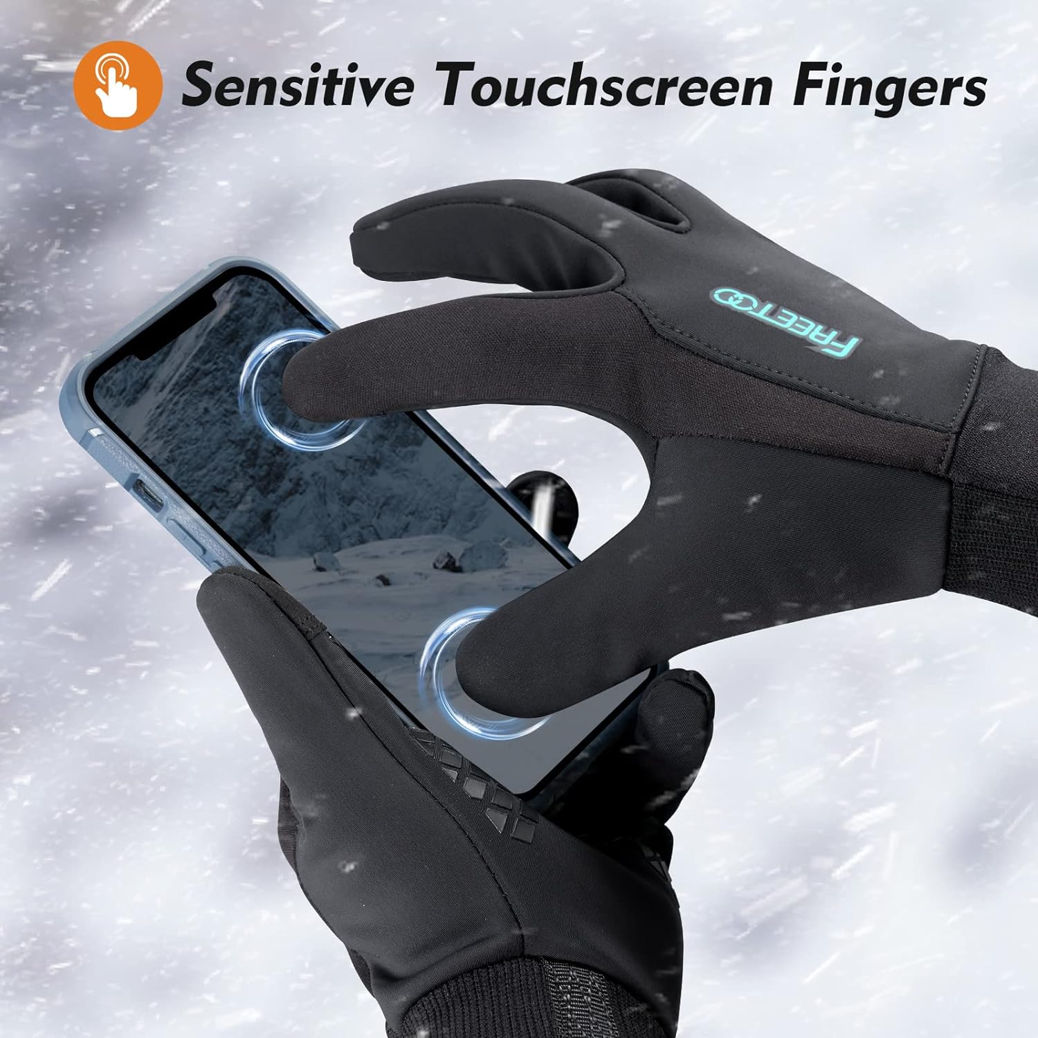 FREETOO Waterproof Winter Gloves with Fleece Lining for Cold Weather for Men, Windproof Touchscreen Warm Gloves for Snow Running Cycling Driving - Image 5